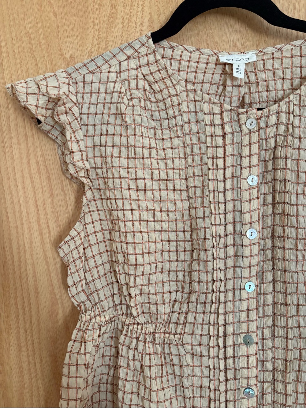 Pilcro Beige Dress with Brown Windowpane Check - Picture 3 of 6
